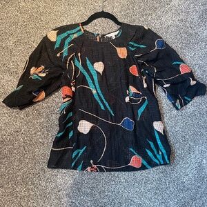 Semi sheer colorful blouse with concealed back zipper - Size 0